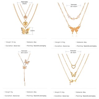 [ZOMI] Fashion Butterfly Multilayer Pendant Necklace Personalized Women Girls Gold Choker Necklaces Jewelry Accessories Party (4)