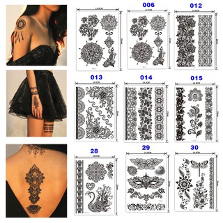 Black Henna Temporary Tattoo Transfer Inspired Tattoo Sticker Fashion Body Art (1)