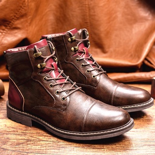 Zipper large size men's leather boots single boots fashion tooling short boots Martin boots