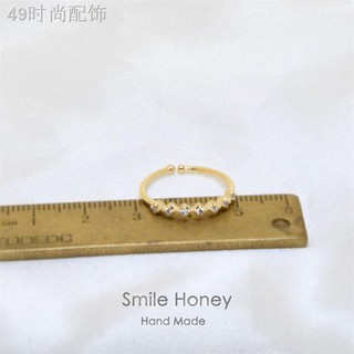 ♤Smile Honey 18k Gold Cubic Zirconia Ring Accessories For Women 27r