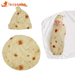 For Burrito Blanket Hat Set Baby Flour Tortilla Swaddle Blanket Sleeping Swaddle Wrap Hat (1)