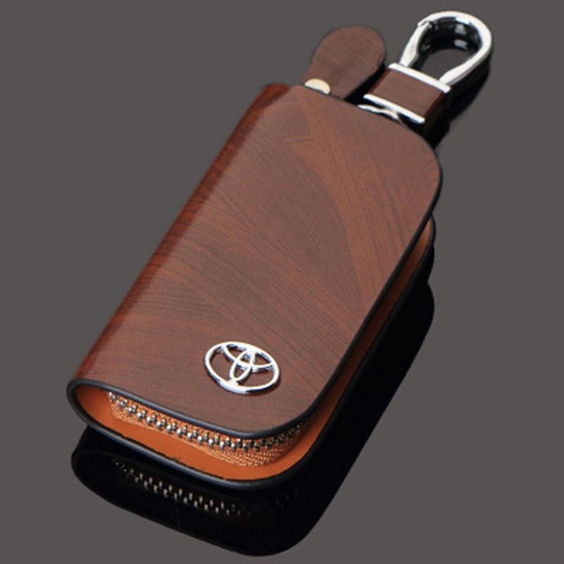 Fashion women's and men's Leather Wood grain Key Wallet Car Key Case Universal Key Holder For Toyota