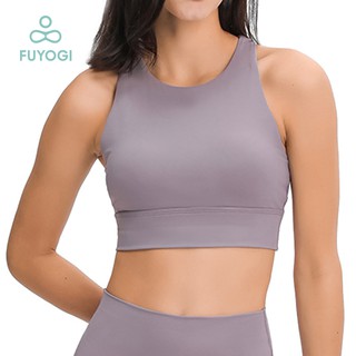 FUYOGI Sports Bra Triangle Hollow Back Underwear Gathered Shockproof Yoga Tank Top