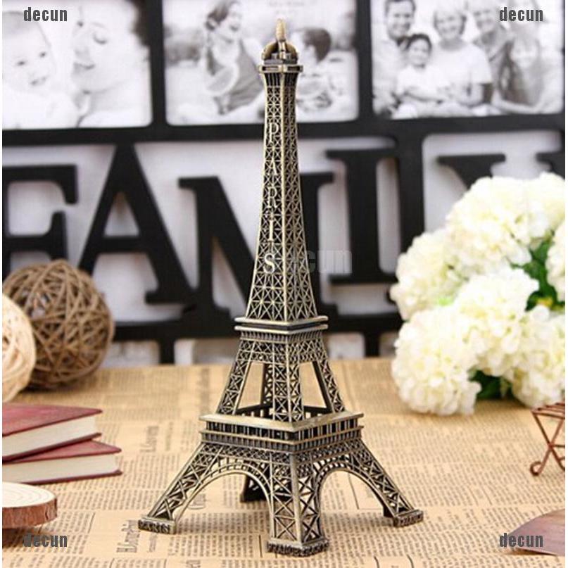 DF Bronze Tone Paris Eiffel Tower Figurine Statue Vintage Alloy Model Decor 13cm CD (2)