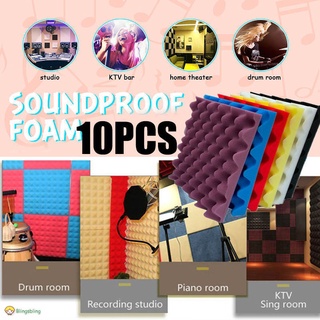 【Ready Stock】◈♨10Pcs Acoustic Soundproof Foam Egg Shape Studio Sound Absorption Treatment Panel