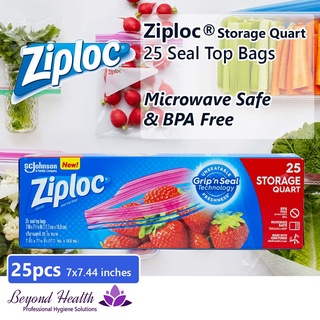 Ziploc® Storage Quart 25 Medium Seal Top Bags 7 x 7.44 inch Grip N' Seal Technology Zip Lock