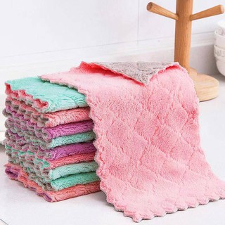 10pcs Microfiber Cloth Cleaning Rags Hand Washing Cloth Kitchen Towel Coralline Plate Cloth Rag