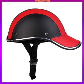 Motorcycle Cycling Half Open Face Helmet Baseball Cap Foam Padded PU Hat Visor