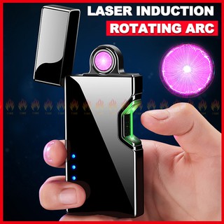 Men Rotating Arc Lighter Rechargeable Zippo Style Windproof Plasma Arc Electronic Electric Lighter