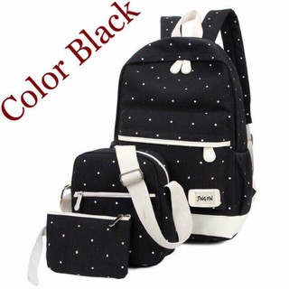 WILD FASHION #5002 Korean Canvas 3in1 Backpack 3 in 1 Student Bagpack