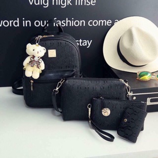 Abbyshi #2801 fashion korean bag bear backpack 4in1 set