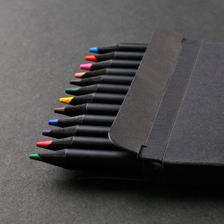 Ready Stock/✁♠High Quality 12 Colors Black Wood Pencil Set Drawing Painting Stationery Art Color Pen