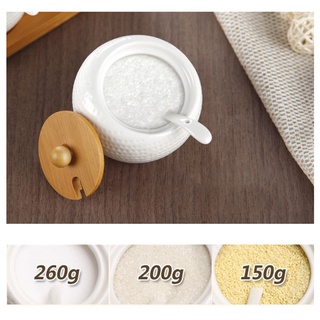 【In stock】Set Of 3 Ceramic Condiment Pots Spice Serving Jars Seasoning Container With Spoons