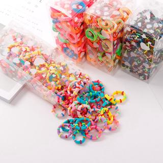 100Pcs Girls Sweet Colorful Rubber Bands / Korean Fashion lovely Elastic Scrunchies Hair Ties / Kids Basic Hair Ring Rope / Children Daily Ponytail Holder / Girls Trendy Hair Accessories
