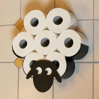 Cute Black Sheep Decor Toilet Paper Holder Metal Wall Mounted Free-Standing Bathroom Toilet Roll