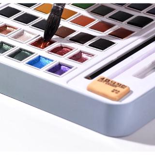 Pearl Watercolor Pigment Set 48Color Metallic Paint Student Hand-painted Portable Painting Set Iron Box