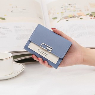 Small card bag new small wallet female short Korean version of fashion contrast color small fresh three-fold student cute coin purse card bag