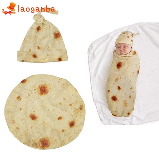 tiny budstoybaby accessories∏✑For Burrito Blanket Hat Set Baby Flour Tortilla Swaddle Sleeping Wrap