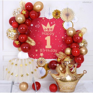 Baby’s first birthday party decoration, children’s body, one year old, hundred days, days banquet, balloon scene, boy and girl<