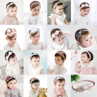 Baby Elastic Headband Pearl White Lace Hair Band