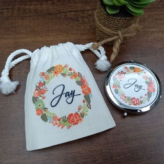 Personalized/Customized Round Compact Mirror with Pouch Set (5)
