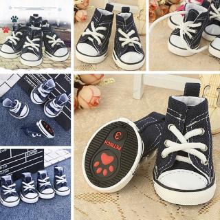 tranquillt 4pcs Pet Dog Boots Puppy Denim Sports Anti-slip Shoes Sneakers For Small Dogs
