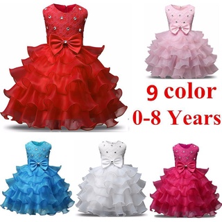 Baju Baby Girl Flower Girl Dress Princess Bow Children's Clothes Kids Clothes Wedding Birthday Party