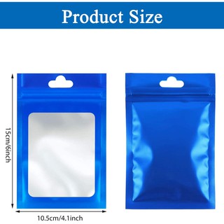 50/100pcs Blue Resealable pouch Gift Packaging Bag Matte Hologram pouches WaterProof Reclosable Aluminum Foil Plastic Bags (4)