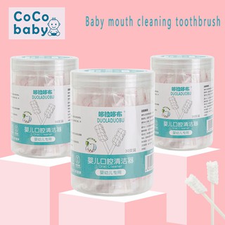 [30 Pcs] Baby Oral Cleaner Gauze Toothbrush Newborn Milk Toothbrush Baby Tongue Cleaning Toothbrush to Clean Tongue Coating Milk Stains Gauze Stick