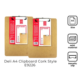 Deli 9226 File Organizer- A4 Clip Board Cork Style (2PCS) (1)