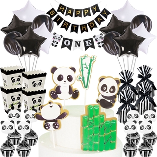 Cartoon Panda Theme Birthday Party Decorations Children's Disposable Tableware Set Plates Napkins Paper Cups Baby Shower Party Supplies