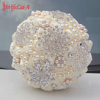 WIFELAI-A 9 Styles Ivory Silk Rose Wedding Flowers Bridal Bouquets Artificial Foam Flowers Bouquet