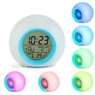2020 Newest Kids Alarm Clock with Rechargeable Battery, 7 Color Changing Night Light, Snooze Touch Control Temperature for Children’ Bedroom, Digital Clock for Kids Girls Boys xmas Gifts