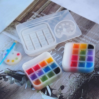 J❥ Pigment Brush Paint Tray Box Keychain Pendant Resin Casting Mold Jewelry Tools