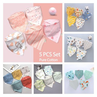 feeding bottles baby productsBaby essentials▼【Ready Stock】5 pcs set baby triangle bibs pure cotton