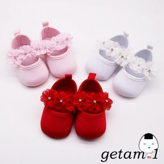 LJW-Newborn Baby Baptism Shoes, Soft Sole Mary Jane Flats+Solid Color Headband with Flower