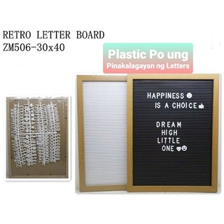 Wooden 30x40 Letter Board with Letter and Number Included (Plastic Frame)