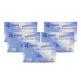 Indoplas Powder Free Examination Latex Gloves Box of 100 - Sold in 5 Boxes (Large) (2)
