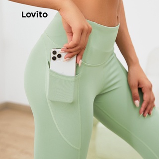 Lovito Sporty Skinny Pocket Quick-Drying Leggings L03052 (Green/Black/Dark Blue)