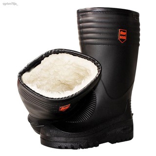 ❅◇❈Winter rain boots warm cotton rain shoes men s high barrel water shoes water boots plus fur rubbe