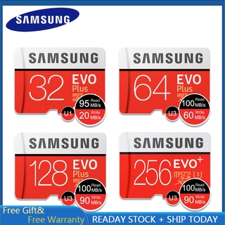 100% Original SAMSUNG Memory Card 32G 64G 128G 256G SDHC 95MB/s Grade EVO+ MicroSD Class 10 Micro SD C10 UHS TF Trans Flash 32 GB Phone Cards