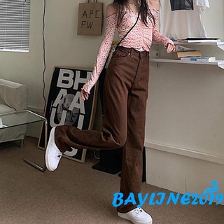 BAY-Women´s Wide Leg Pants, Solid Color High Waist Vintage Straight Leg Loose Full Length Trousers