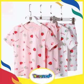 2020 Summer Kids Clothing Girls Sleepwear Breathable Strawberry Cotton Short Sleeve Pants Pajamas Set