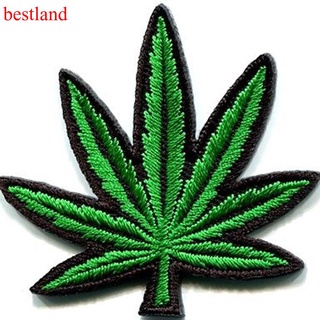 BESTLAND Pot Leaf Ganja Marijuana Weed Retro Boho Hippie Applique Iron-on Patch