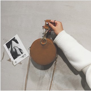 women velvet leather korean sling bag mini round handbag (6)