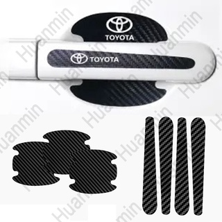 8Pcs Toyota Carbon Fiber Handle Protection, Car Door Handle Bowl Protector Stickers For Wish Vios Un