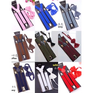 ❍❡EMS fashion Unisex Adjustable Suspender Adult With Bow Tie