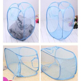 Clothes Toy Organizer Foldable Mesh Laundry Basket Hamper (2)