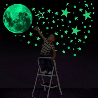 Glow in The Dark Stickers / Moon Earth Stars Luminous sticker / Dots Wall Stickers Decor / Adhesive Glowing Stars Ceiling Decor / PVC Stickers for Kids Room Decor