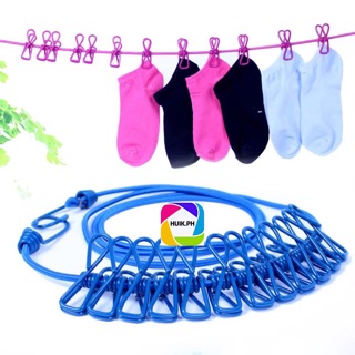 Elastic Clothesline with 12pcs Clip Drying Rope Drying Rack